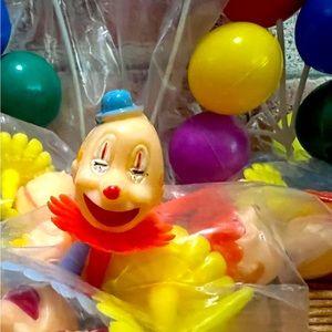 Vintage Clown and Balloons Cupcakes and Cake Toppers